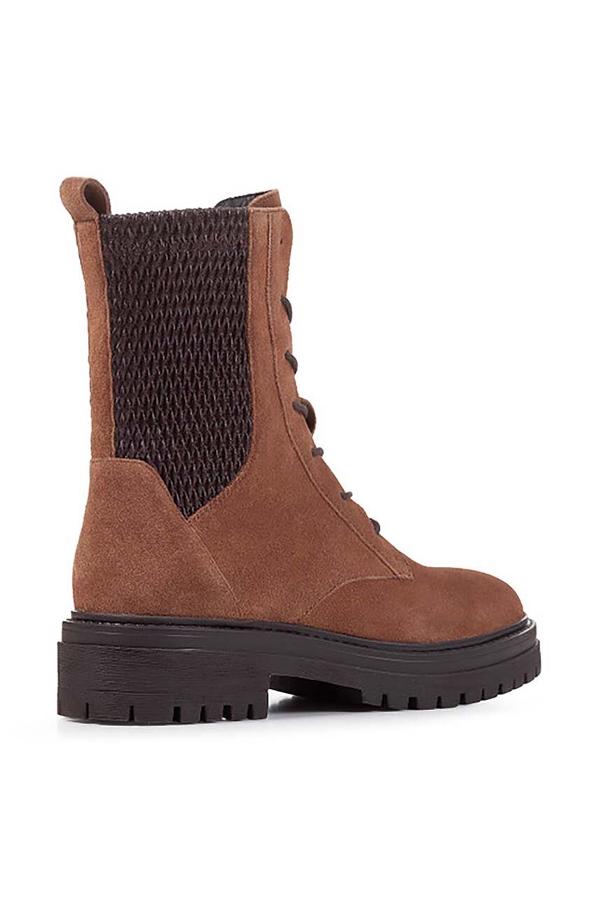 Stivali Donna Geox Iridea D36hrb023 - Stile Biker Urban, In Scamosciato, Con Suola Carrarmato E Zip, Tacco 4.5 Cm