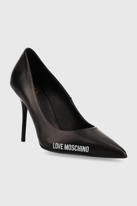 Kožne štikle Love Moschino crna