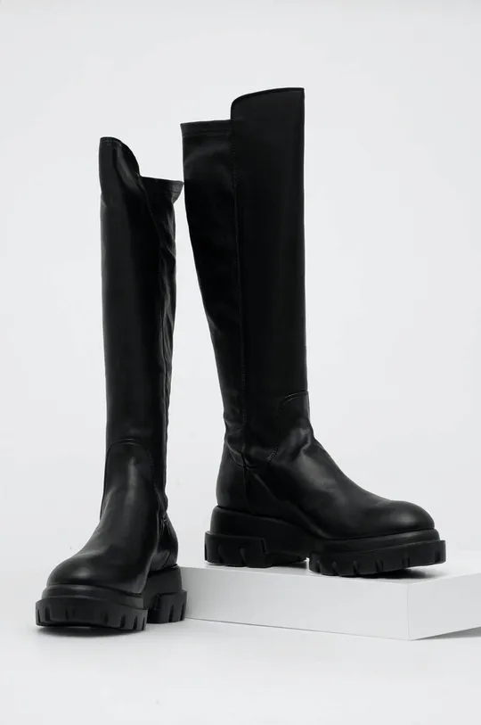 Usnjeni elegantni škornji AGL MALIKA črna