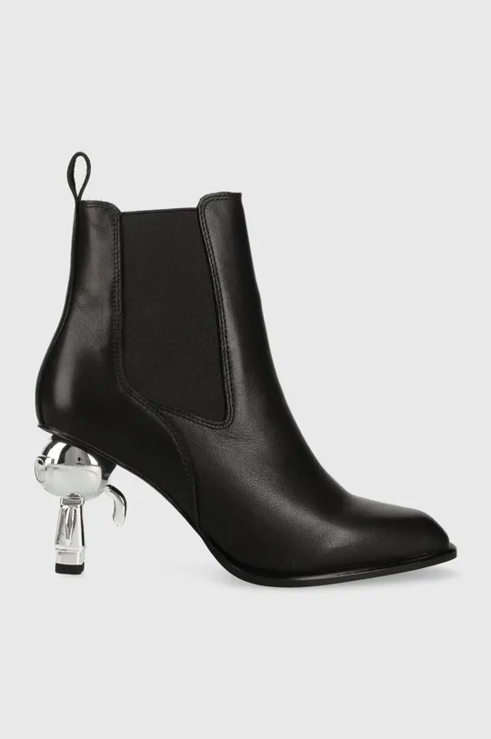μαύρο Δερμάτινες μπότες τσέλσι Karl Lagerfeld IKON HEEL Γυναικεία