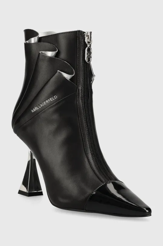 Kožené členkové topánky Karl Lagerfeld DEBUT čierna
