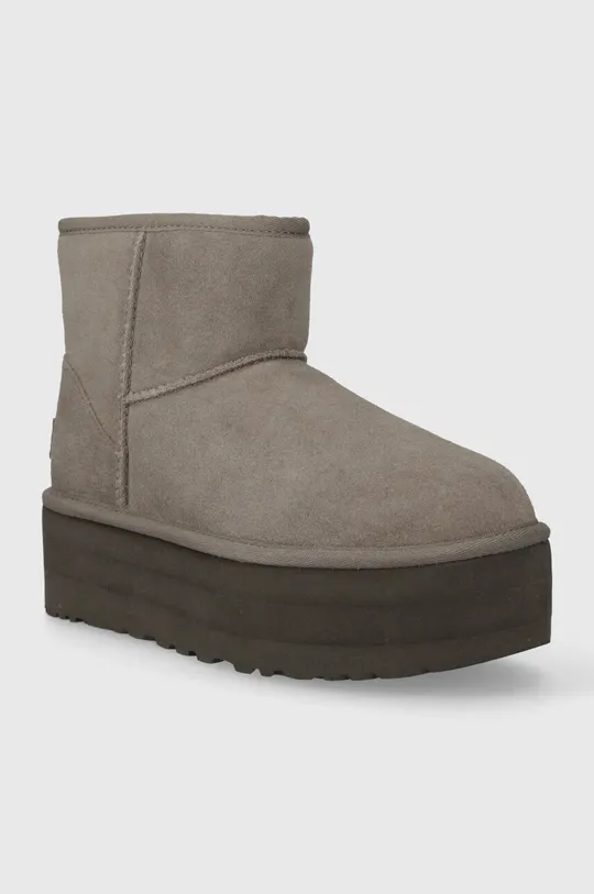 UGG suede snow boots Classic Mini Platform gray