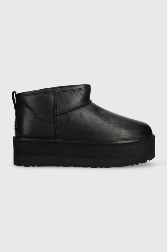 fekete UGG bőr hótaposó Classic Ultra Mini Platform Női