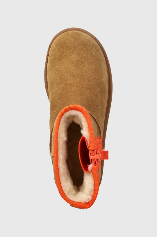 barna UGG velúr hócipő Classic Mini Zipper Tape Logo