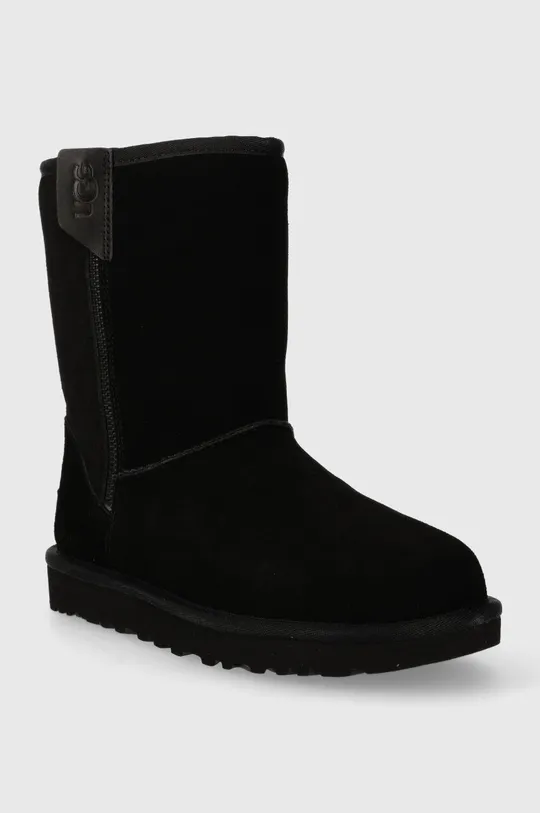 Čizme za snijeg od brušene kože UGG Classic Short Bailey Zip crna