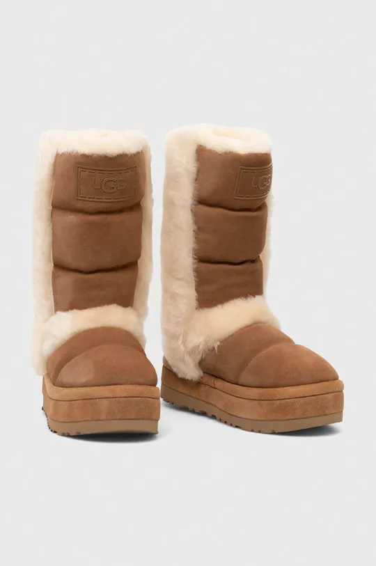 Čizme za snijeg od brušene kože UGG Classic Chillapeak Tall smeđa