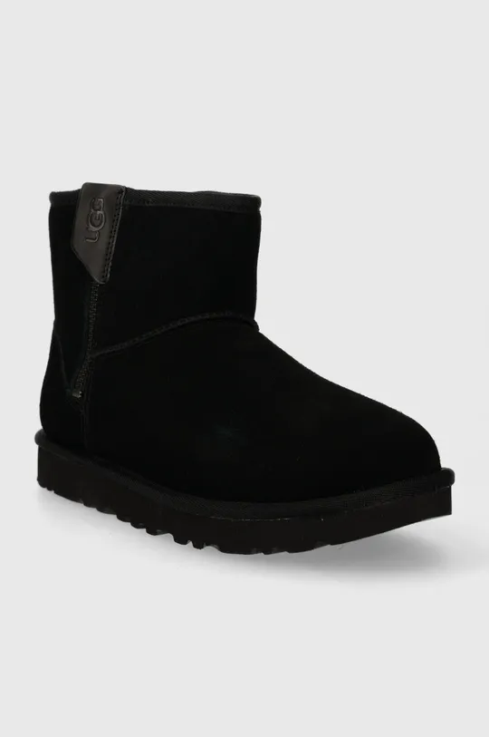 Čizme za snijeg od brušene kože UGG Classic Mini Bailey Zip crna