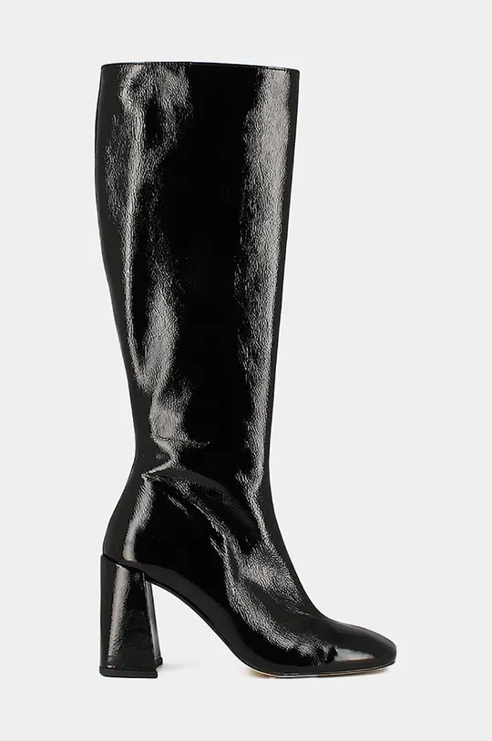 črna Usnjeni elegantni škornji Jonak VAGUE VERNIS PLISSE Ženski