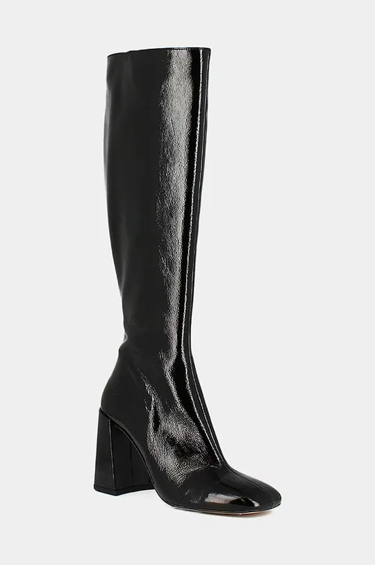 Usnjeni elegantni škornji Jonak VAGUE VERNIS PLISSE črna