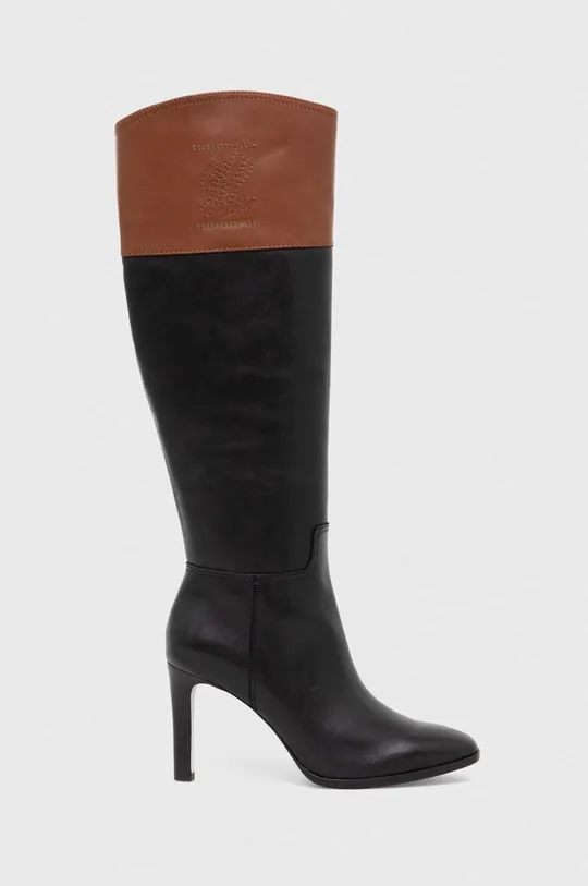črna Usnjeni elegantni škornji Lauren Ralph Lauren Page Ženski