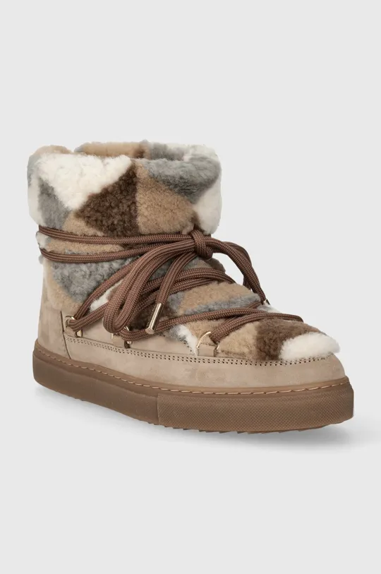 Čizme za snijeg od brušene kože Inuikii Shearling Patchwork bež