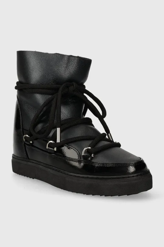 Inuikii stivali da neve in pelle Gloss Wedge nero