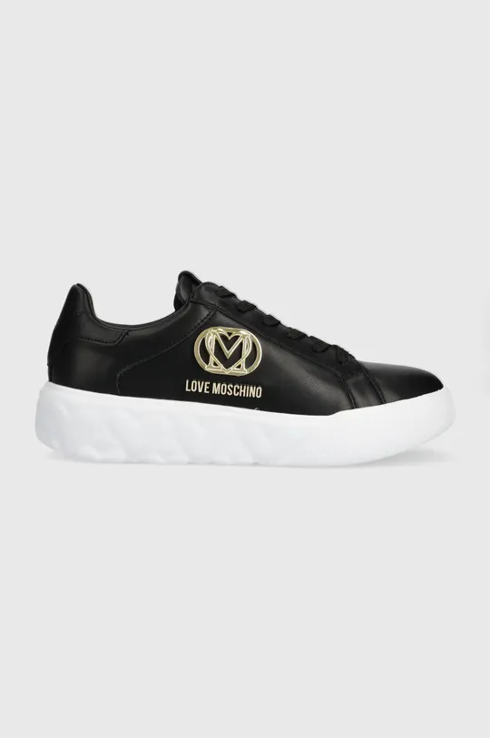 μαύρο Δερμάτινα αθλητικά παπούτσια Love Moschino HEART45 Γυναικεία