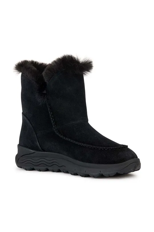 Čizme za snijeg od brušene kože Geox D SPHERICA 4X4 B ABX crna