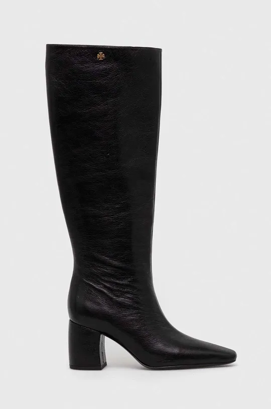 črna Usnjeni elegantni škornji Tory Burch BANANA TALL BOOT Ženski