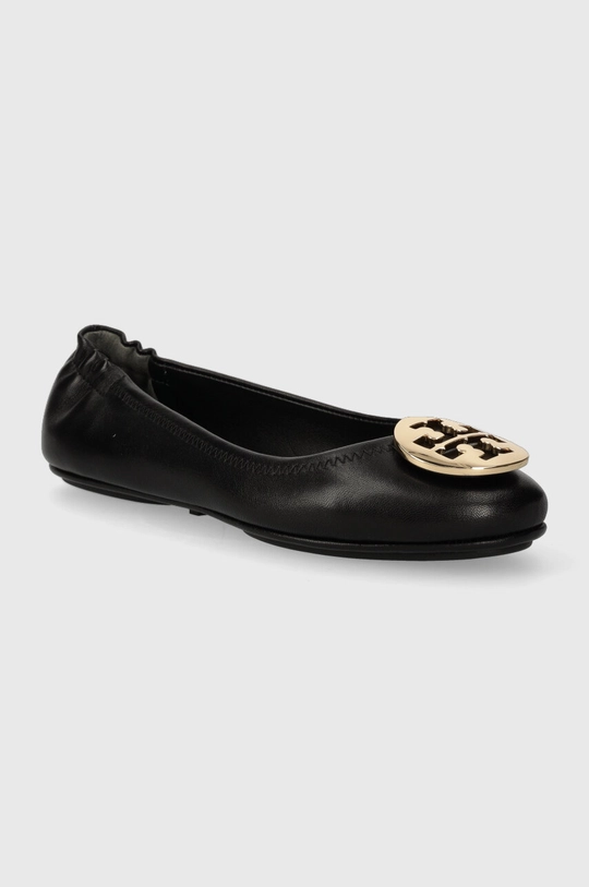 Tory Burch baleriny skórzane MINNIE TRAVEL BALLET czarny