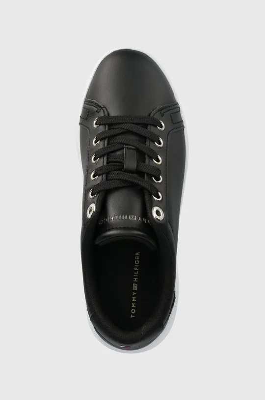 μαύρο Δερμάτινα αθλητικά παπούτσια Tommy Hilfiger GOLDEN HW COURT SNEAKER