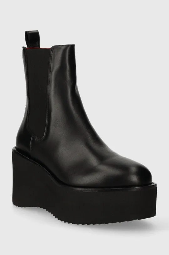 Tommy Hilfiger stivaletti chelsea in pelle ELEVATED WEDGE BOOTIE nero