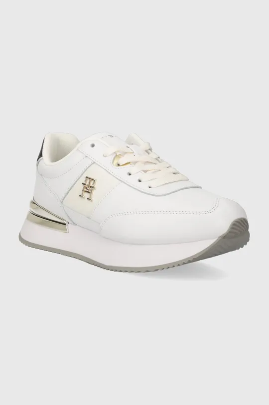 Δερμάτινα αθλητικά παπούτσια Tommy Hilfiger TH ELEVATED FEMININE RUNNER GLD λευκό