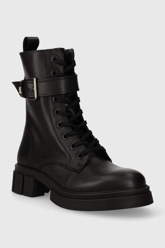 Kožené workery Tommy Hilfiger COOL FEMININE BIKERBOOT čierna