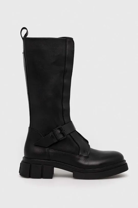 μαύρο Δερμάτινες μπότες Tommy Hilfiger COOL MONOCHROMATIC BIKERBOOT Γυναικεία