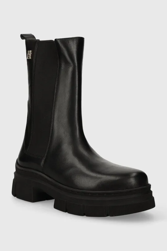Tommy Hilfiger stivaletti chelsea in pelle ESSENTIAL LEATHER CHELSEA BOOT nero