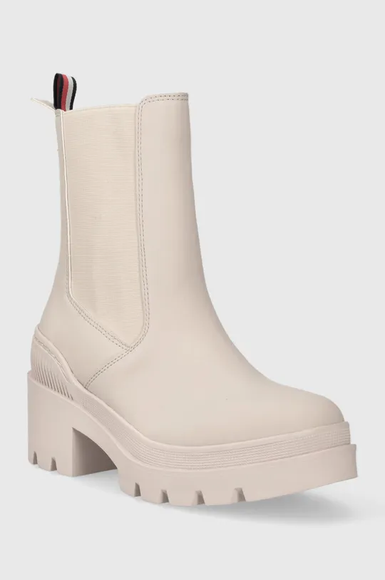 Tommy Hilfiger sztyblety RUBBERIZED MID HEEL BOOT beżowy