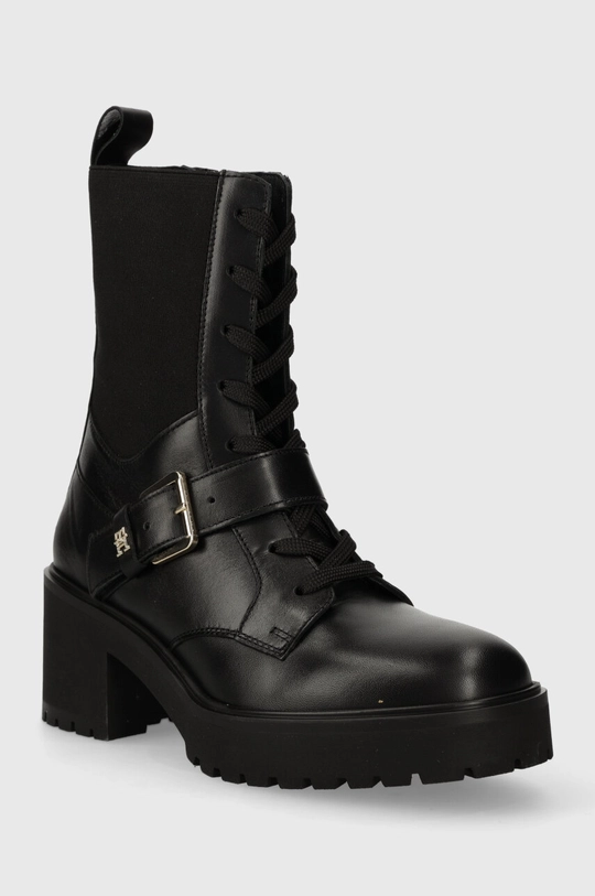 Tommy Hilfiger bőr csizma BELT LEATHER BOOT fekete