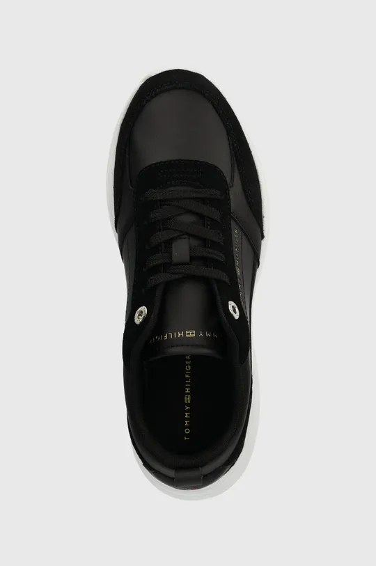 μαύρο Δερμάτινα αθλητικά παπούτσια Tommy Hilfiger ESSENTIAL LTHR RUNNER