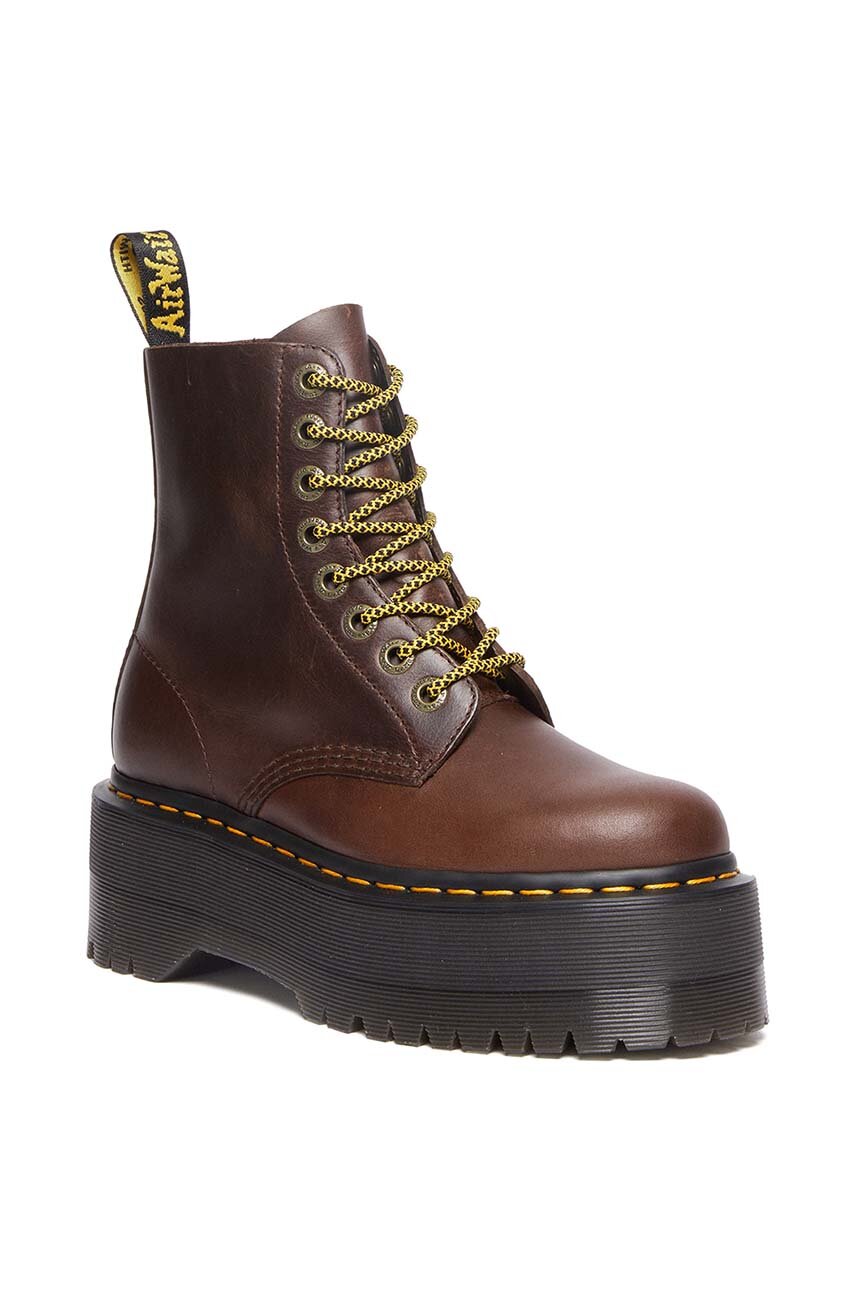 Dr. Martens leather biker boots 1460 Pascal Max women's brown color
