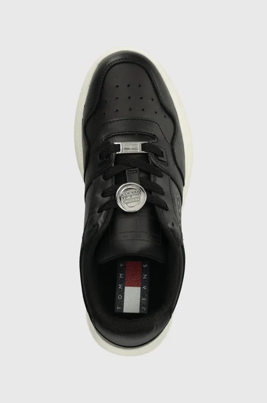 μαύρο Δερμάτινα αθλητικά παπούτσια Tommy Jeans TJW RETRO BASKET FLATFORM CHARM