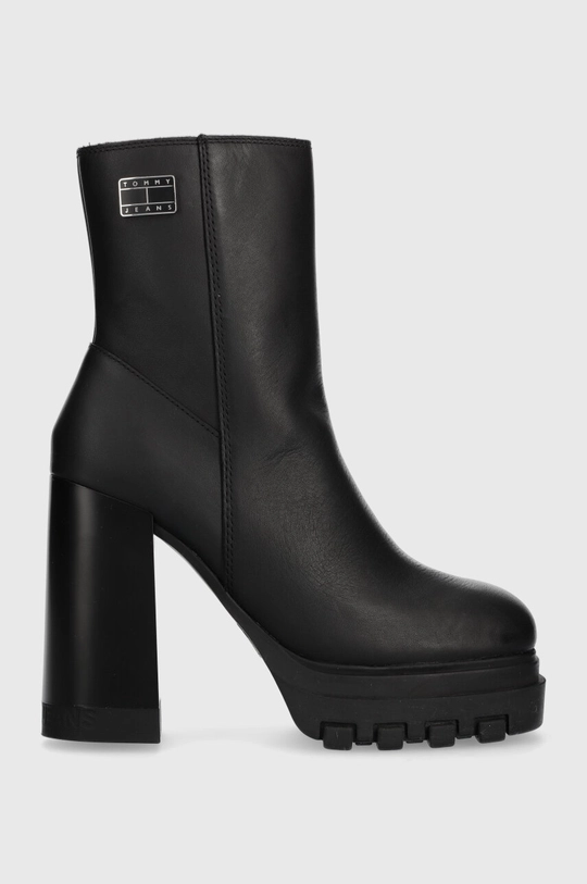 crna Kožne gležnjače Tommy Jeans TJW HIGH HEEL ANKLE BOOT Ženski