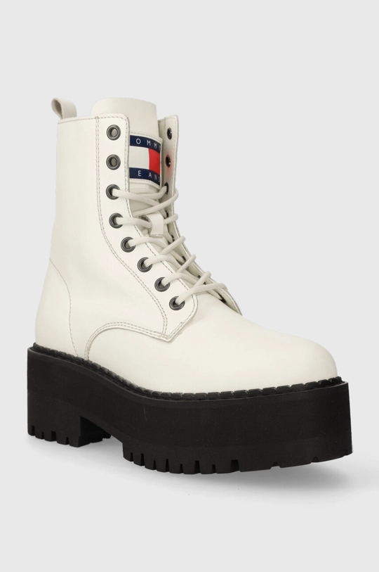 Δερμάτινα workers Tommy Jeans TJW BOOT ZIP UP λευκό