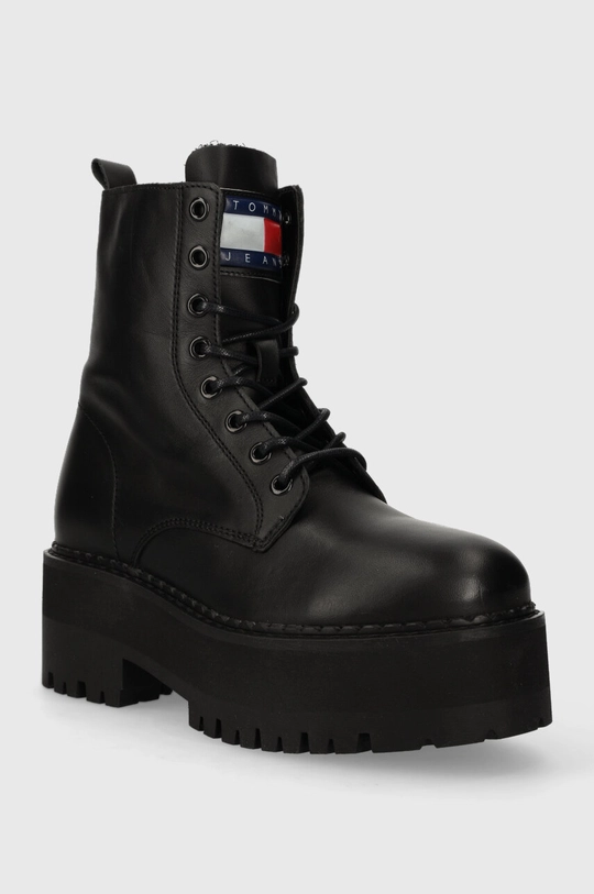 Kožne čizme Tommy Jeans TJW BOOT ZIP UP crna