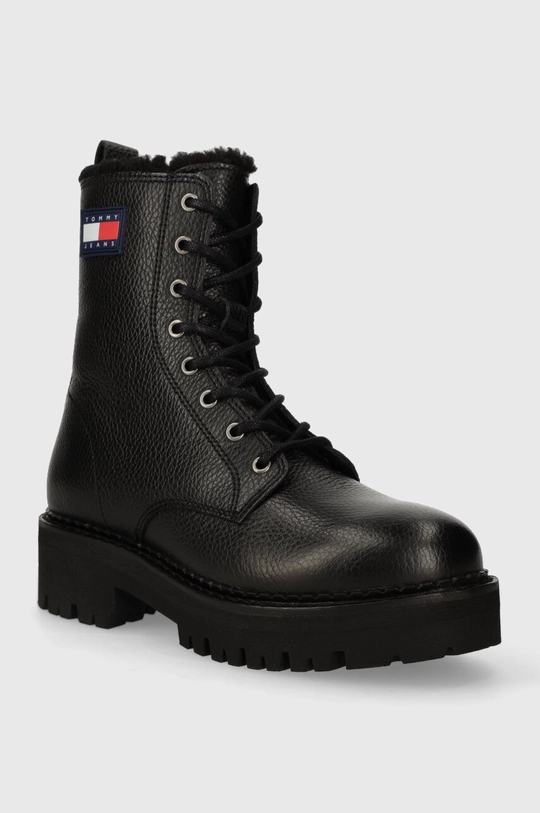 Кожаные полусапоги Tommy Jeans TJW URBAN BOOT TUMBLED LTR WL чёрный