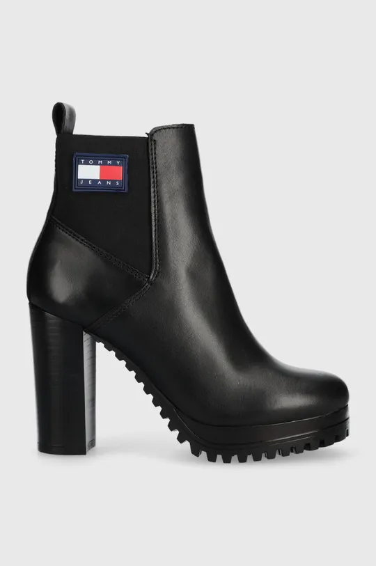 μαύρο Δερμάτινες μπότες Tommy Jeans TJW NEW ESS HIGH HEEL BOOT Γυναικεία