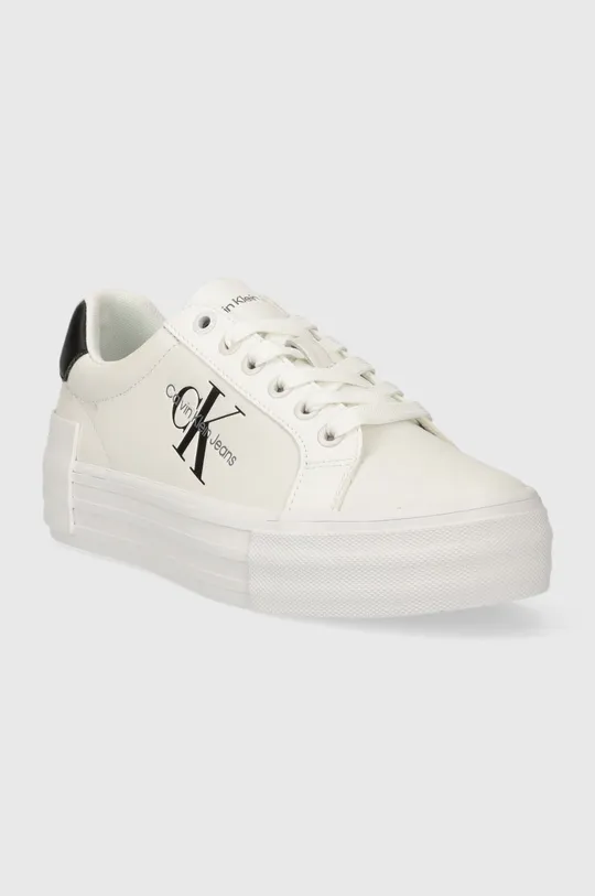 Δερμάτινα αθλητικά παπούτσια Calvin Klein Jeans BOLD VULC FLATFORM LACEUP LTH WN λευκό