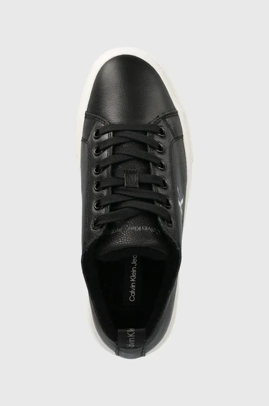 μαύρο Δερμάτινα αθλητικά παπούτσια Calvin Klein Jeans CUPSOLE FLATFORM LOW WL LTH WN