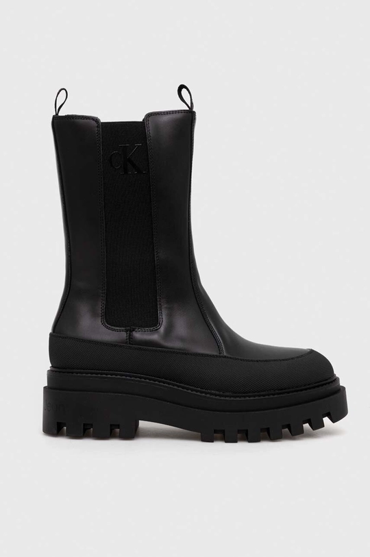 чорний Шкіряні черевики Calvin Klein Jeans FLATFORM CHELSEA BOOT LTH WN Жіночий