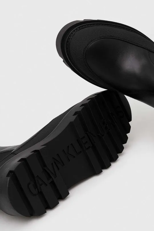 μαύρο Δερμάτινες μπότες τσέλσι Calvin Klein Jeans FLATFORM CHELSEA BOOT LTH WN