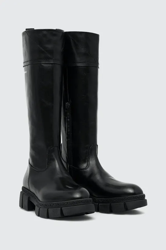 Usnjeni elegantni škornji Karl Lagerfeld ARIA črna