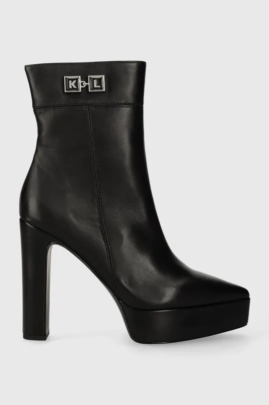 čierna Kožené členkové topánky Karl Lagerfeld SOIREE PLATFORM Dámsky