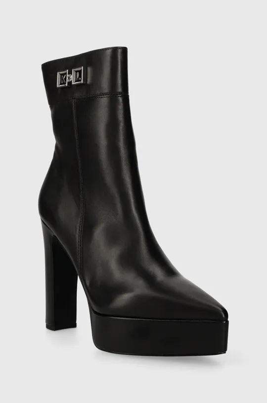 Kožené členkové topánky Karl Lagerfeld SOIREE PLATFORM čierna