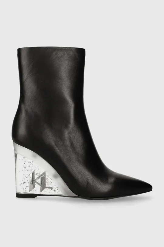 μαύρο Δερμάτινες μπότες Karl Lagerfeld ICE WEDGE Γυναικεία