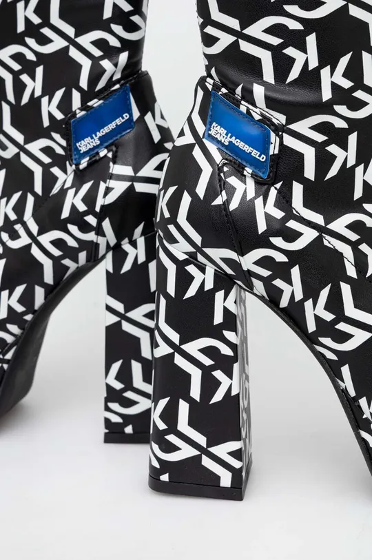 Usnjeni elegantni škornji Karl Lagerfeld Jeans STAK HEEL II črna