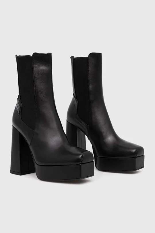 Шкіряні черевики Karl Lagerfeld Jeans STAK HEEL II чорний