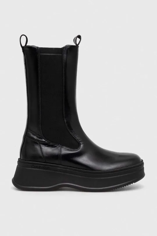 nero Calvin Klein stivaletti chelsea in pelle PITCHED CHELSEA BOOT Donna