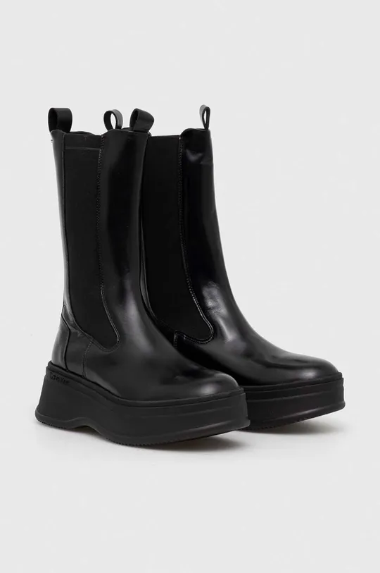 Kožené topánky chelsea Calvin Klein PITCHED CHELSEA BOOT čierna