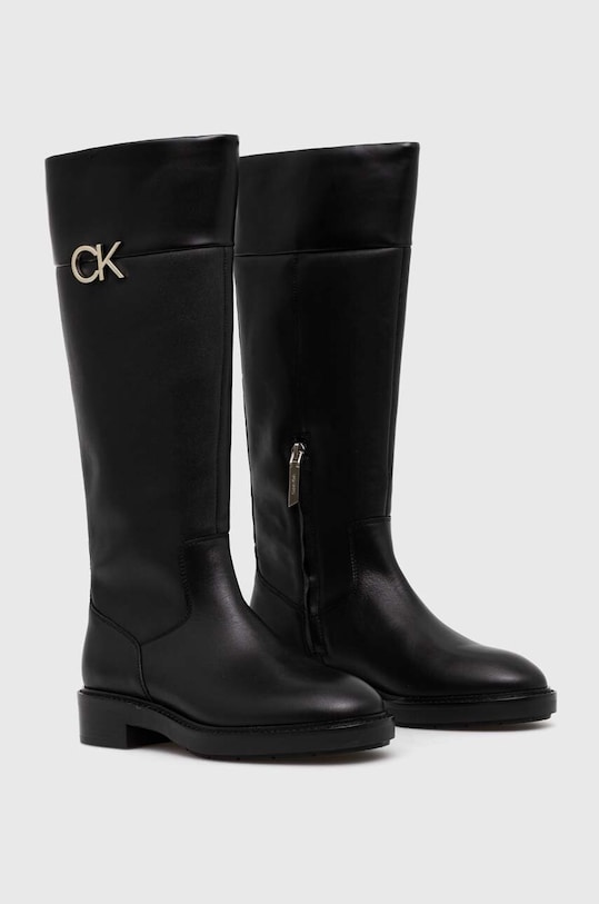 Calvin Klein Csizma RUBBER SOLE KNEE BOOT W HW Fekete N i Lapos Talp calvin-klein-csizma-rubber-sole-knee-boot-w-hw-fekete-n-i-lapos-talp