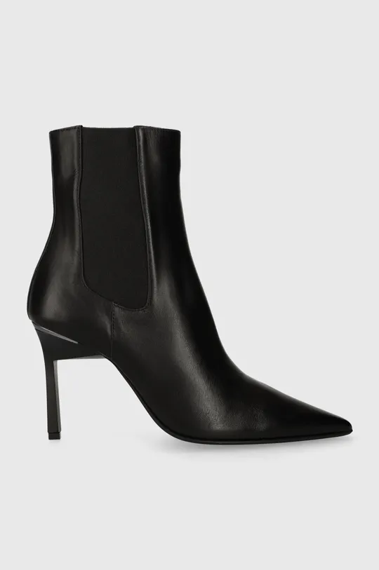 čierna Kožené topánky chelsea Calvin Klein GEO STILETTO CHELSEA BOOT 90 Dámsky